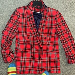J. Crew Vibrant Red Plaid Blazer